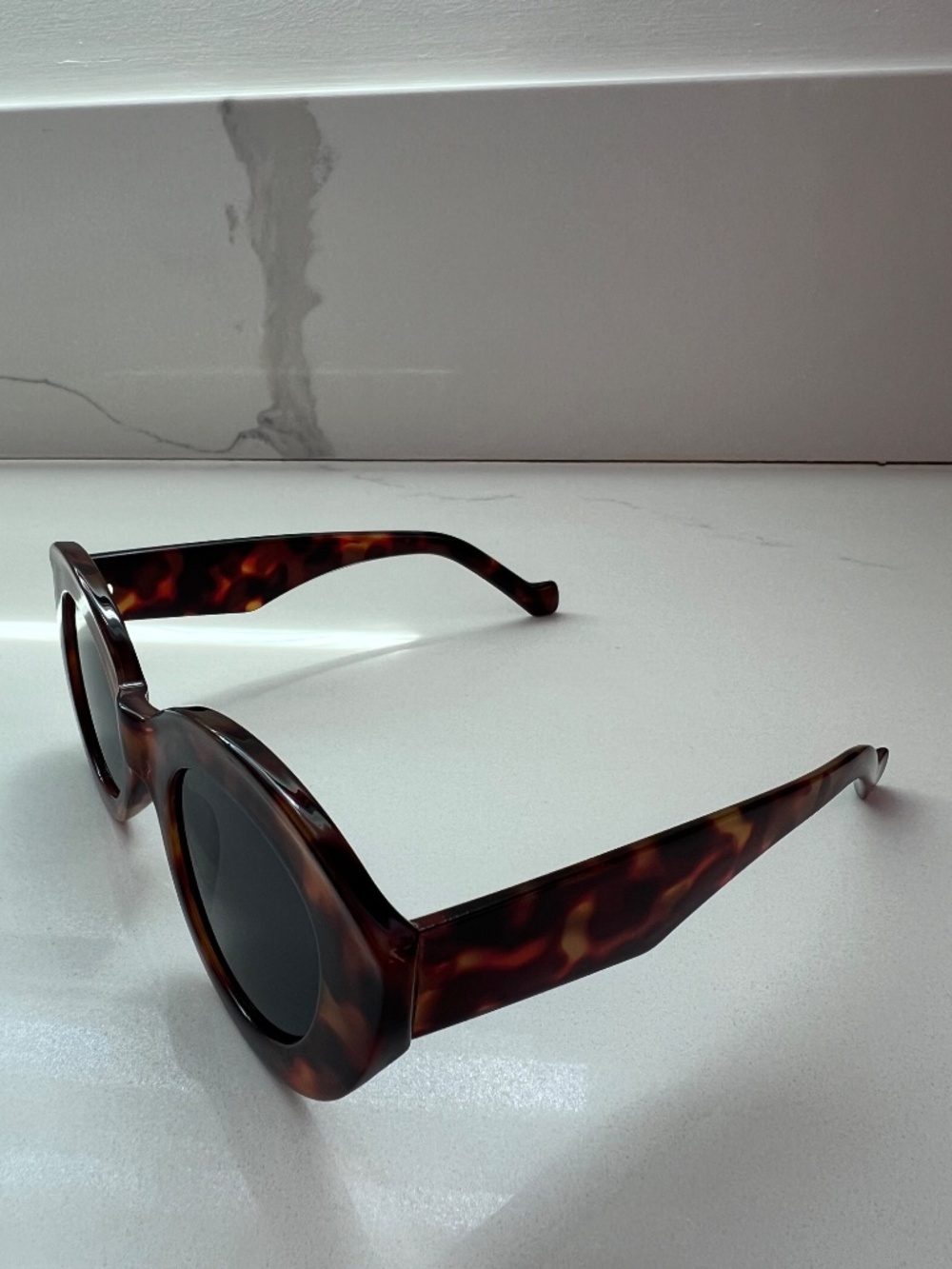 Tortoise Brown Shell Acetate Oval Sunglasses Chunky Frame (NEW) - Picture 5 of 6